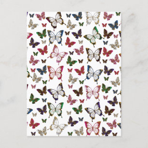 Cute Colorful Marble Butterfly Spring Pattern Postcard