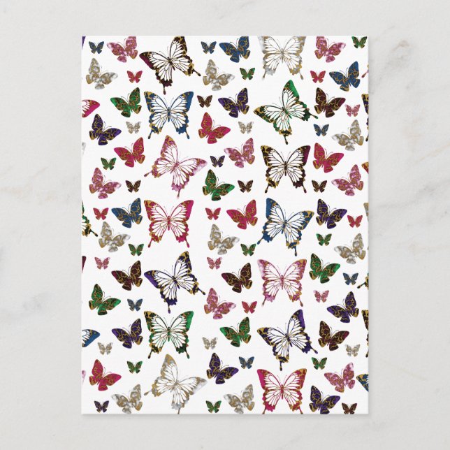 Cute Colorful Marble Butterfly Spring Pattern Postcard (Front)