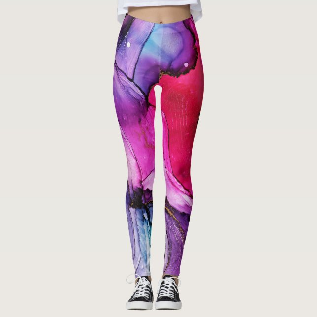 Cute Colorful Marble pattern Leggings (Front)