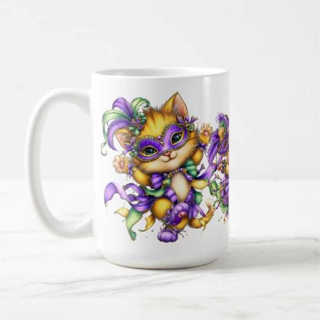 CUTE COLORFUL MARDI GRAS ANIMALS COFFEE MUG (Left)