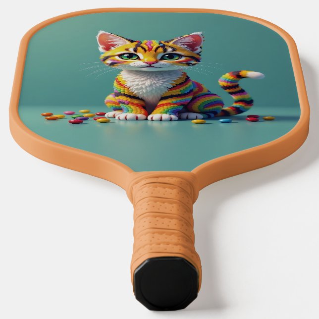 Cute Colorful Margay Candy Cat Pickleball Paddle (Laydown)