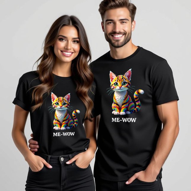 Cute Colorful Margay Candy Cat T-Shirt (Me-Wow Margay Candy Cat T-Shirt Cover Photo (two models))
