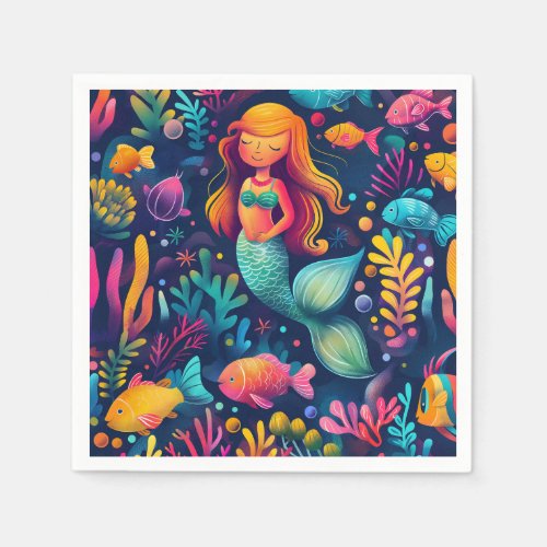 Cute colorful mermaid  napkins