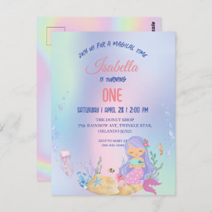 Cute Colorful mermaid Rainbow Birthday party kids Postcard