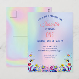 Cute Colorful mermaid Rainbow Birthday party kids Postcard