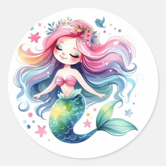 Cute Colorful Mermaid Stickers (Front)