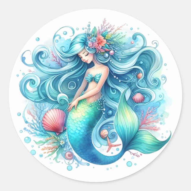 Cute Colorful Mermaid Stickers (Front)