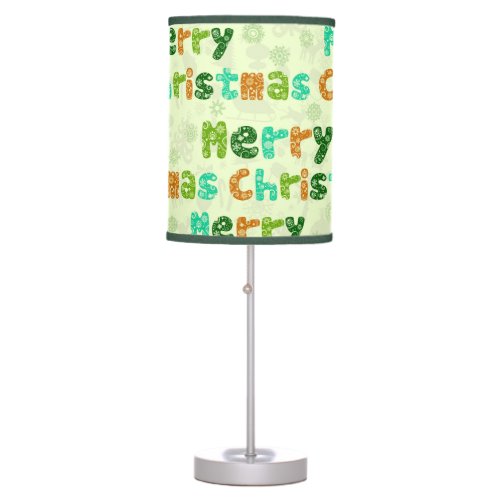 Cute Colorful Merry Christmas Text Pattern Table Lamp