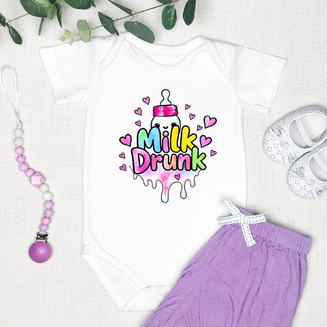 Cute Colorful "Milk Drunk" Funny  Baby Bodysuit (Creator Uploaded)