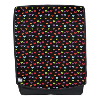 Colorful Mini Hearts Pattern Black Backpack