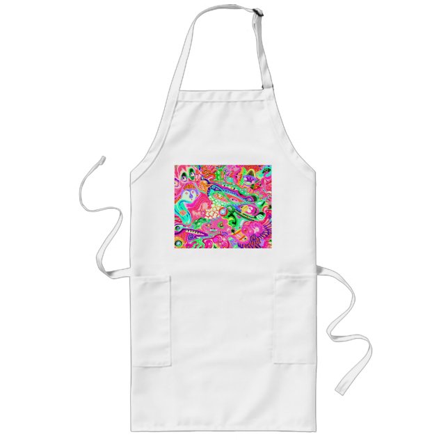 Cute colorful mixed abstract monsters long apron (Front)