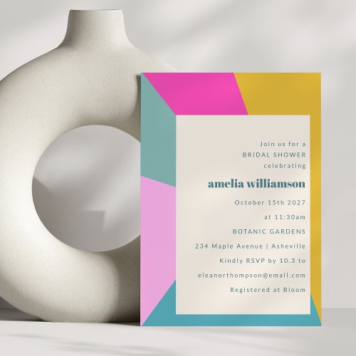 Cute Colorful Mod Geometric Unique Bridal Shower Invitation