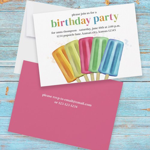 Cute Colorful Modern Birthday Popsicles Summer Invitation