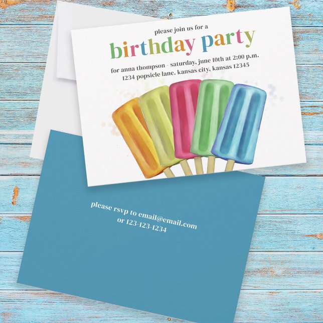 Cute Colorful Modern Birthday Popsicles Summer Invitation (Creator Uploaded)