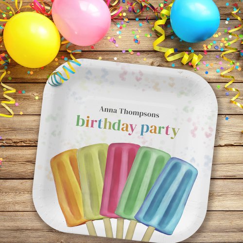 Cute Colorful Modern Birthday Popsicles Summer Paper Plates