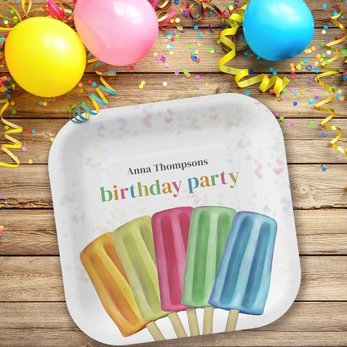 Cute Colorful Modern Birthday Popsicles Summer Paper Plates