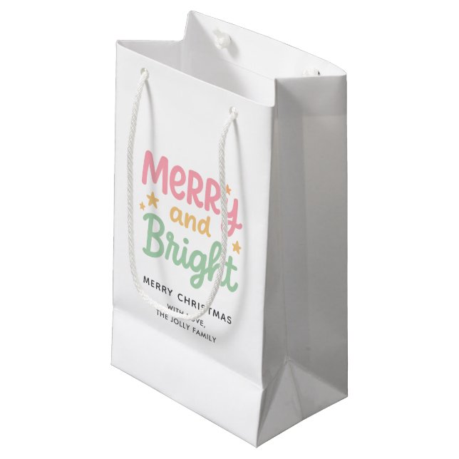 Cute Colorful Modern Christmas Small Gift Bag (Front Angled)