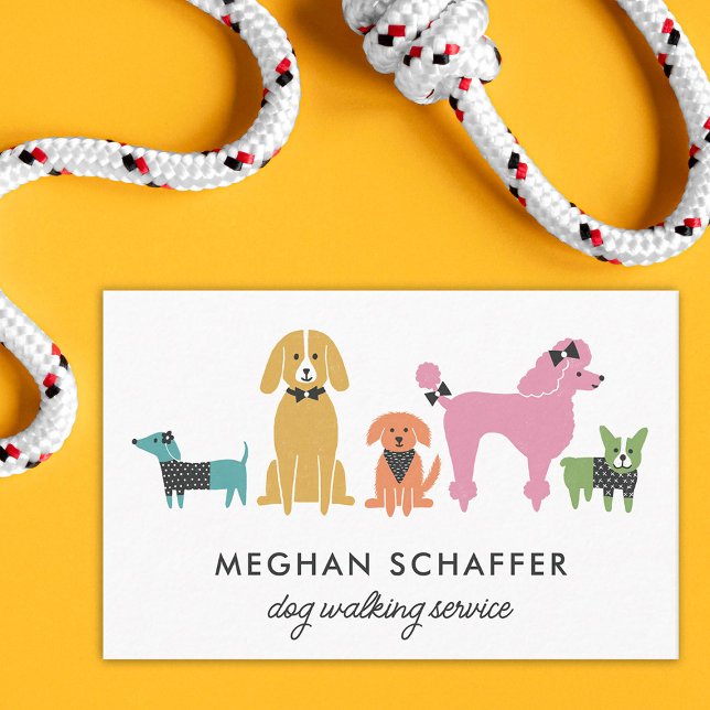 Cute Colorful Modern Dogs Business Card (Creator Uploaded)
