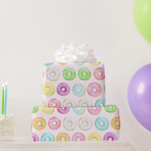Cute Colorful Modern Donut Themed Wrapping Paper