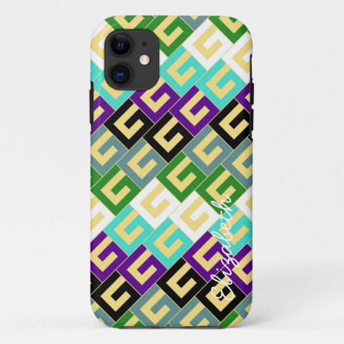 Cute Colorful Modern Geometric Pattern 2 iPhone 11 Case