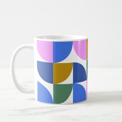 Cute Colorful Modern Geometric Shapes Blue Purple Coffee Mug