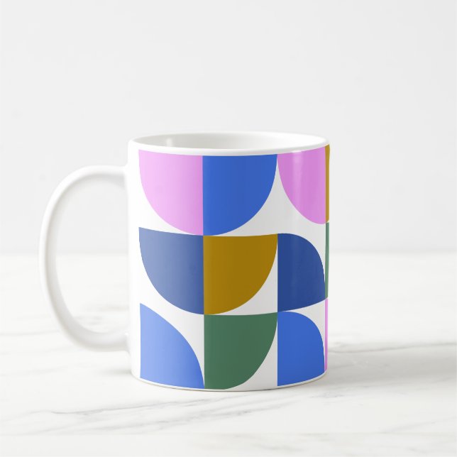 Cute Colorful Modern Geometric Shapes Blue Purple Coffee Mug (Left)