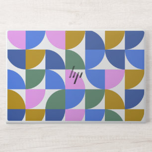 Cute Colorful Modern Geometric Shapes Blue Purple HP Laptop Skin