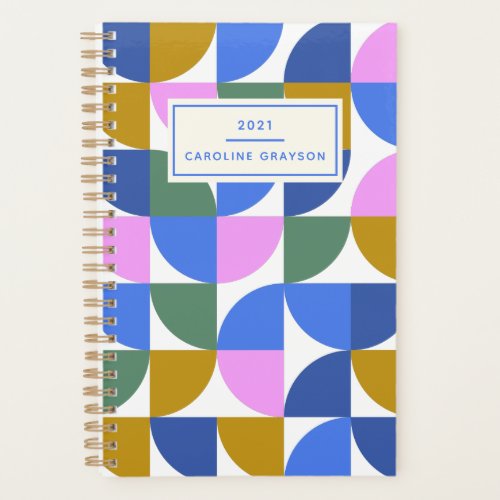 Cute Colorful Modern Geometric Shapes Blue Purple Planner