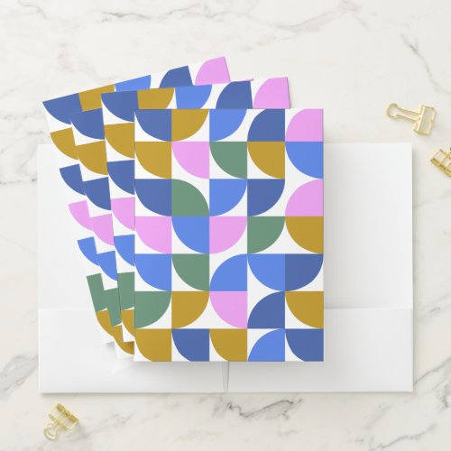 Cute Colorful Modern Geometric Shapes Blue Purple Pocket Folder