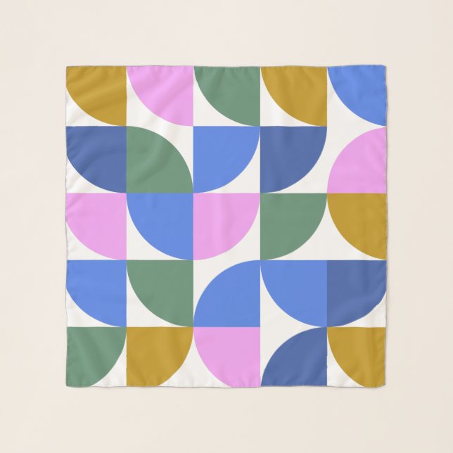 Cute Colorful Modern Geometric Shapes Blue Purple Scarf (Front)