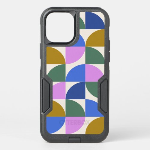Cute Colorful Modern Geometric Shapes Pattern Blue OtterBox Commuter iPhone 12 Case