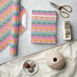 Cute Colorful Modern Geometric Shapes Pattern Wrapping Paper