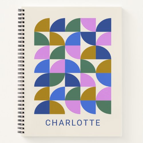 Cute Colorful Modern Geometric Shapes Personalized Notebook