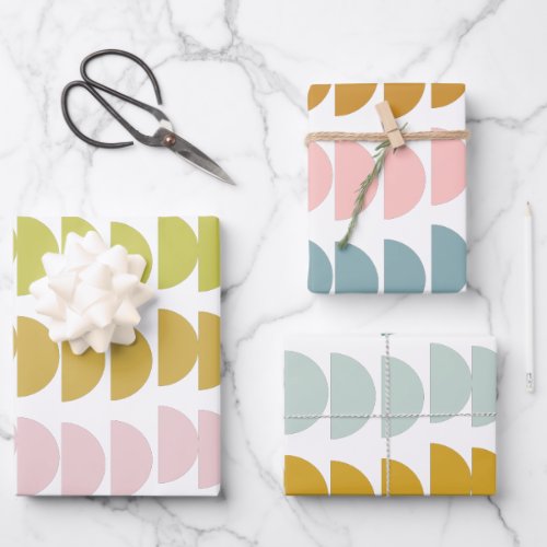 Cute Colorful Modern Geometric Shapes Variety Wrapping Paper Sheets