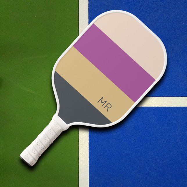 Cute Colorful Modern Initials Monogram Pickleball Paddle (Creator Uploaded)