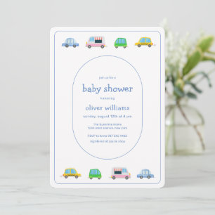 Cute Colorful modern Vehicle Baby Shower Invitation
