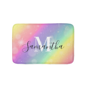 Cute Colorful Monogram Bath Mat