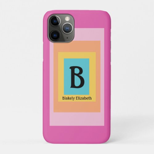 Cute  Colorful Monogram Letter Name Girly Fun iPhone 11 Pro Case