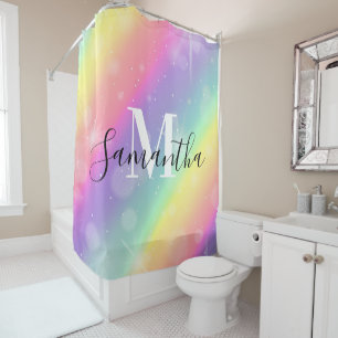 Cute Colorful Monogram Shower Curtain