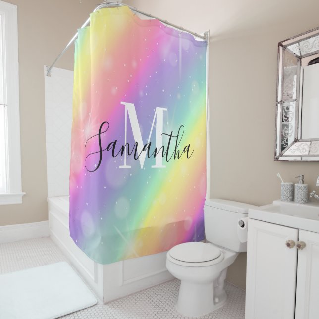 Cute Colorful Monogram Shower Curtain (In Situ)