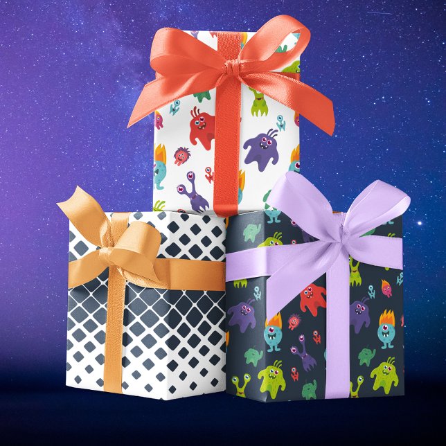 Cute Colorful Monster Seamless Pattern Wrapping Paper Sheets (Creator Uploaded)