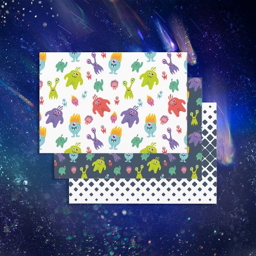 Cute Colorful Monster Seamless Pattern Wrapping Paper Sheets