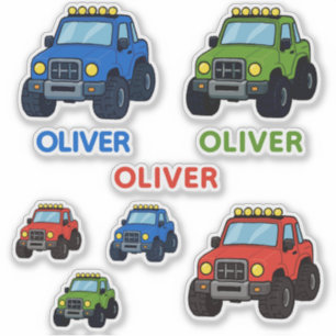 Cute Colorful Monster Truck Kids Name Sticker