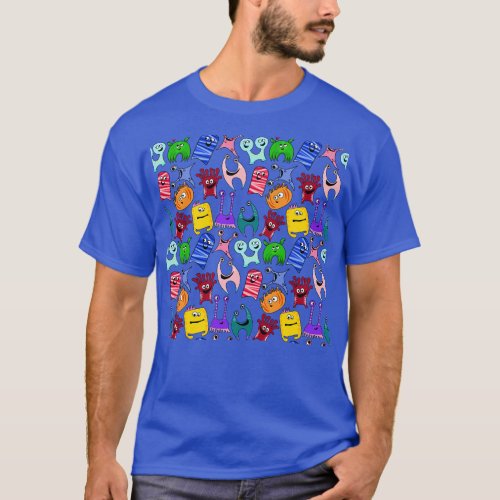 Cute Colorful Monsters All Over Print T_Shirt