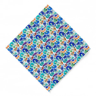 Cute colorful monsters face patterns bandana