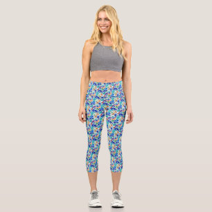 Cute colorful monsters face patterns capri leggings