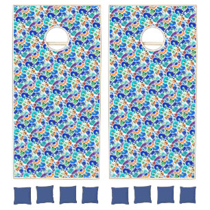 Cute colorful monsters face patterns cornhole set