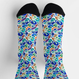Cute colorful monsters face patterns socks