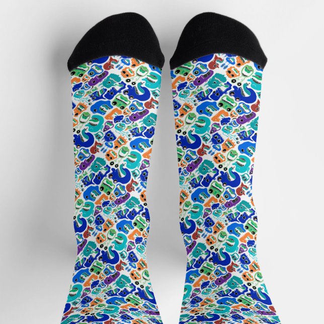 Cute colorful monsters face patterns socks (Top)