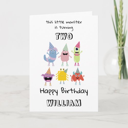 Cute Colorful Monsters Funny Boys Birthday Party Card